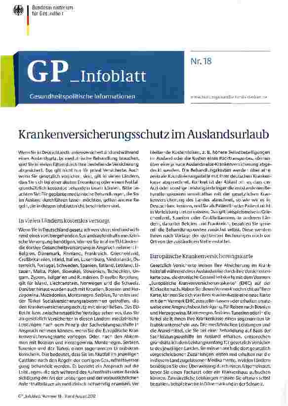 Vorschauseite 1: Krankenversicherungsschutz im Auslandsurlaub