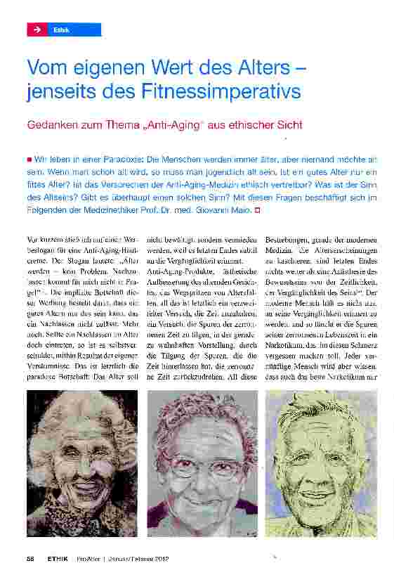 Vorschauseite 1: Vom eigenen Wert des Alters -jenseits des Fitnessimperativs