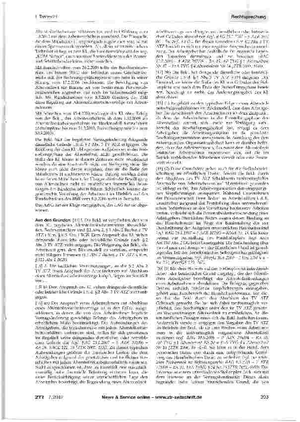 Vorschauseite 2: Anspruch auf Abschluss eines Altersteilzeitar-beitsvertrags - Blockmodell GG Art. 110 Abs. 2; AltTZG § 3 Abs. 1; BGB § 311 a Abs. 1, §315 Abs. 1 und Abs. 3; GewO § 106 Satz 1; Tar…