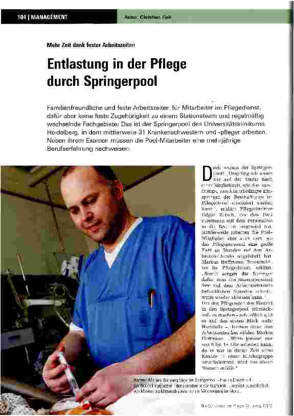Vorschauseite 1: Entlastung in der Pflege durch Springerpool