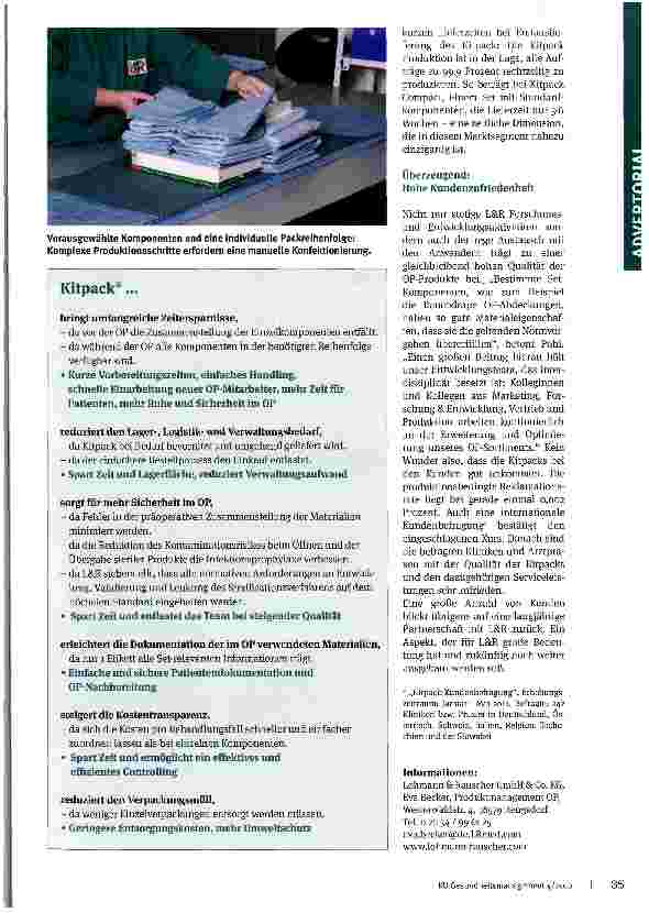 Vorschauseite 2: Maßgeschneiderte OP-Set-Systeme seit 25 Jahren