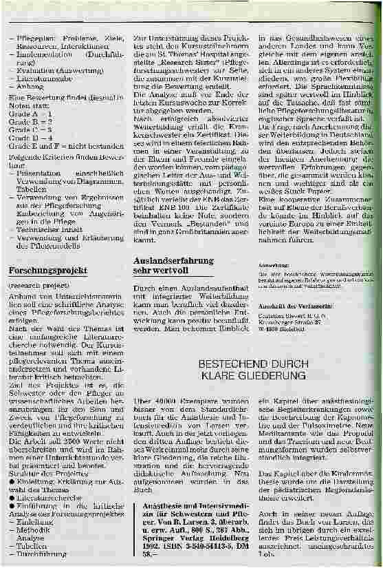 Vorschauseite 5: Weiterbildung in der Intensivpflege in Großbritannien 2. Teil (Schluß)