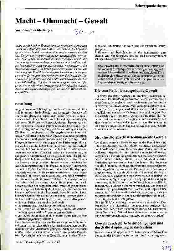 Vorschauseite 1: Macht - Ohnmacht - Gewalt