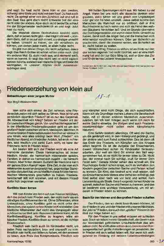Vorschauseite 1: Friedenserziehung von klein auf