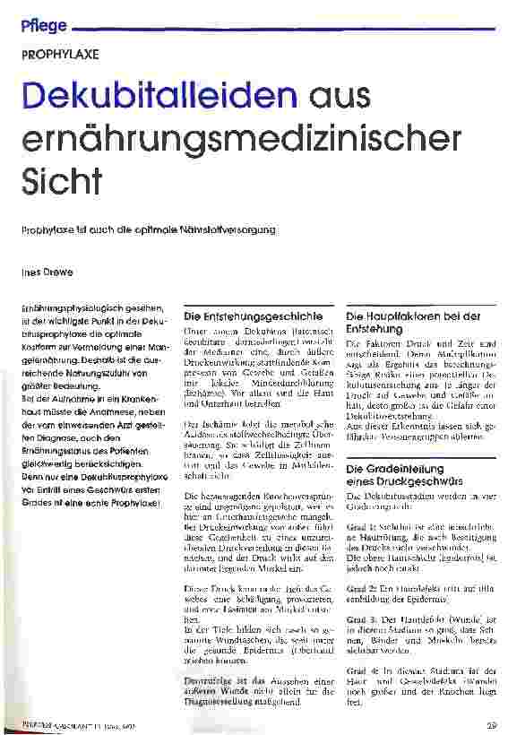 Vorschauseite 1: Dekubitalleiden aus ernährungsmedizinischer Sicht