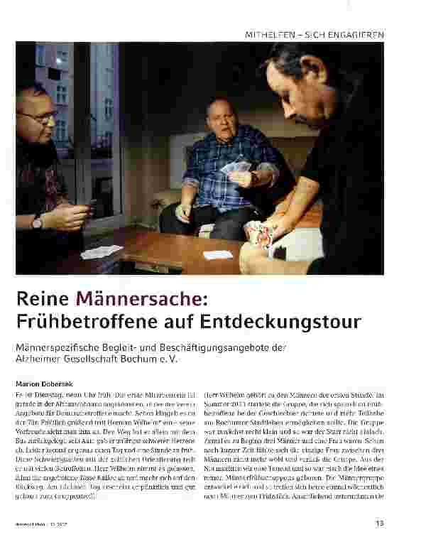 Vorschauseite 1: Reine Männersache: Frühbetroffene auf Entdeckungstour