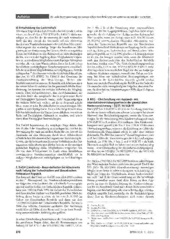 Vorschauseite 5: Aktuelle Rechtsprechung zur europäischen Koordinierung der Systeme der sozialen Sicherheit
