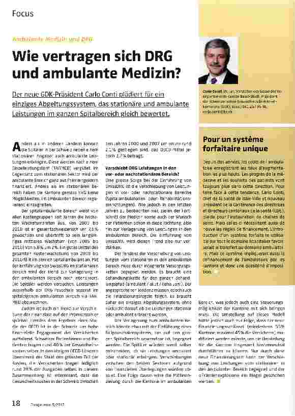 Vorschauseite 1: Wie vertragen sich DRG und ambulante Medizin?