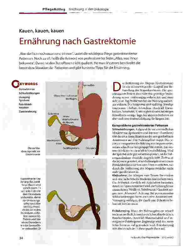 Vorschauseite 1: Ernährung nach Gastrektomie