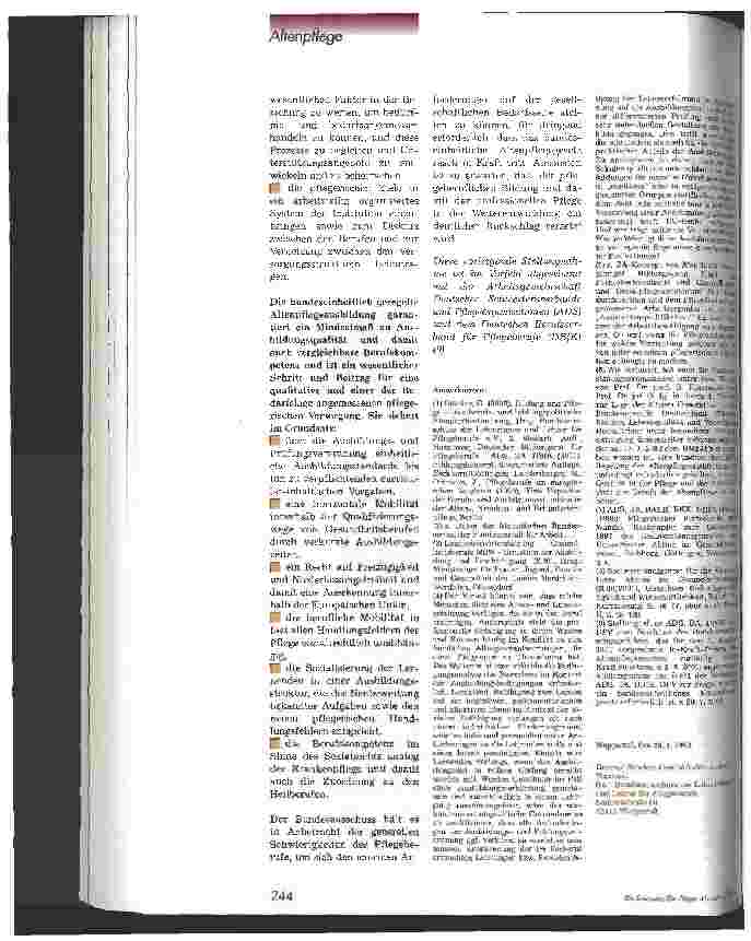 Vorschauseite 5: Stellungsnahme zur Anfrage des Bundesverfassungsgerichts: Berufsbild Altenpflege - Länderspezifische contra bundeseinheitliche Regelung -