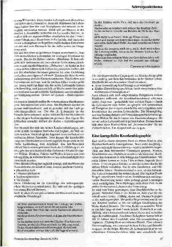 Vorschauseite 2: Die Krankenbiographie in der anthroposophischen Medizin