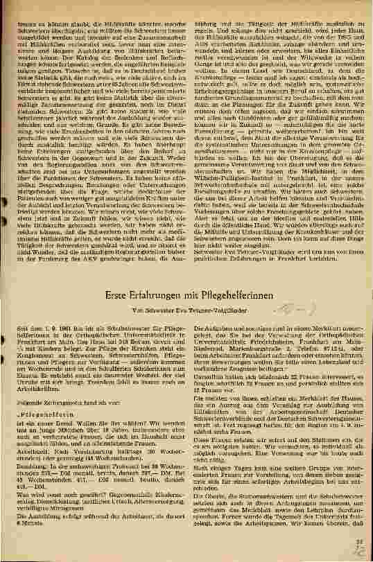 Vorschauseite 1: Erste Erfahrungen mit Pflegehelferinnen