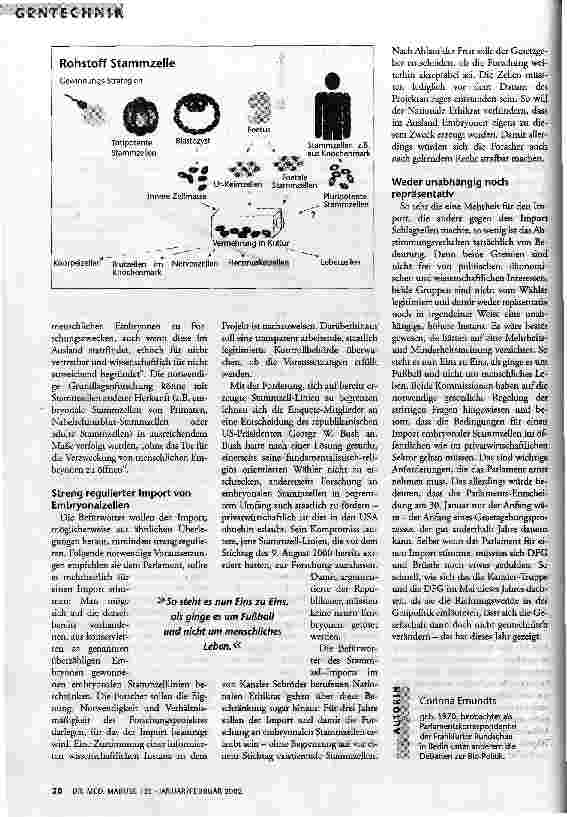Vorschauseite 3: Klares Jein Die Debatte um den Import embryonaler Stammzellen