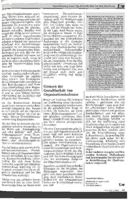 Vorschauseite 3: Verankerung einer Qualitätskultur im Krankenhaus Teil I: Das Konzept der Organisationskultur und seine Bedeutung