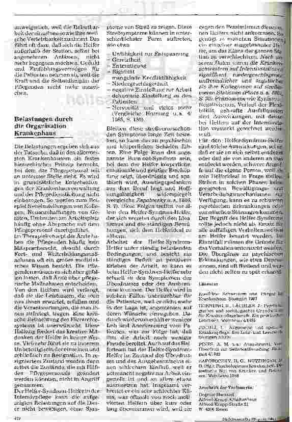 Vorschauseite 4: Die Bedeutung des Helfersyndroms für die Arbeit auf der Intensivstation - 2. Teil