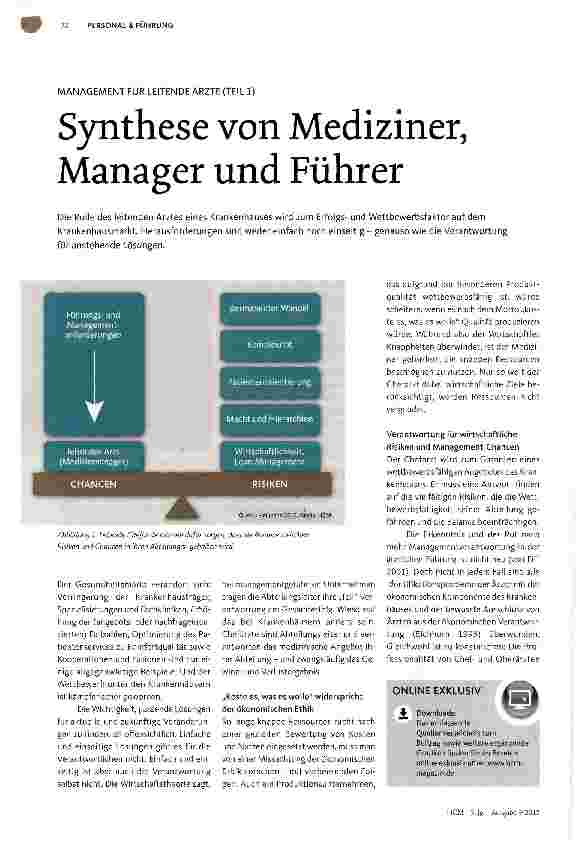 Vorschauseite 1: MANAGEMENT FÜR LEITENDE ÄRZTE (TEIL 1)Synthese von Mediziner, Manager und Führer