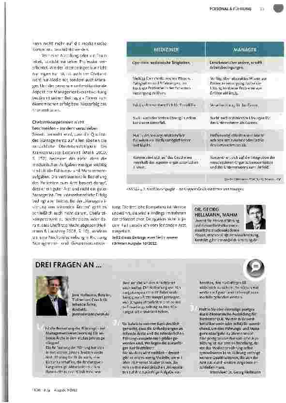 Vorschauseite 2: MANAGEMENT FÜR LEITENDE ÄRZTE (TEIL 1)Synthese von Mediziner, Manager und Führer