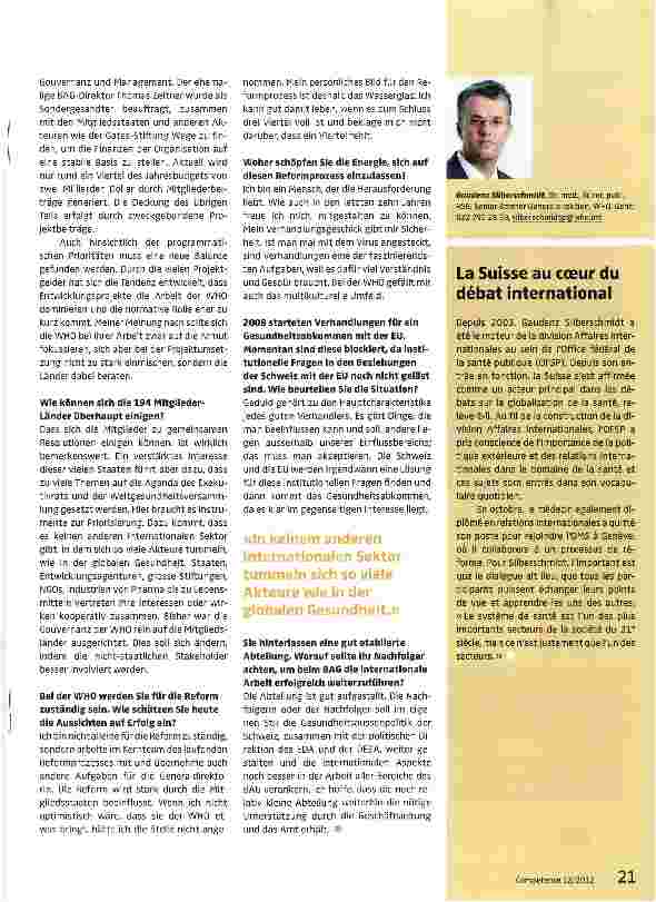 Vorschauseite 2: «Die Schweiz ist heute Hauptakteurin in Debatten zur globalen Gesundheit»