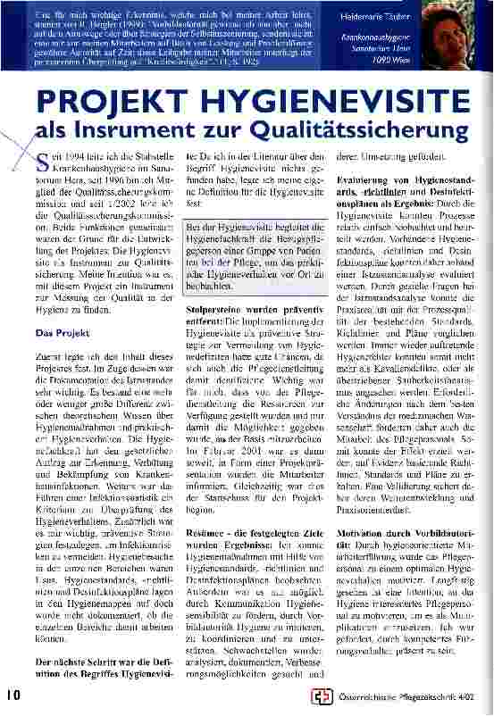 Vorschauseite 1: Projekt Hygienevisite als Instrument zur Qualitätssicherung