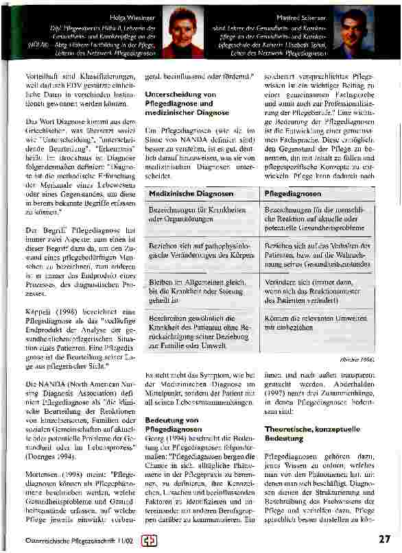 Vorschauseite 2: Pflegediagnostik und Klassifizierungssysteme Bedeutungen, Grenzen und Entwicklungen