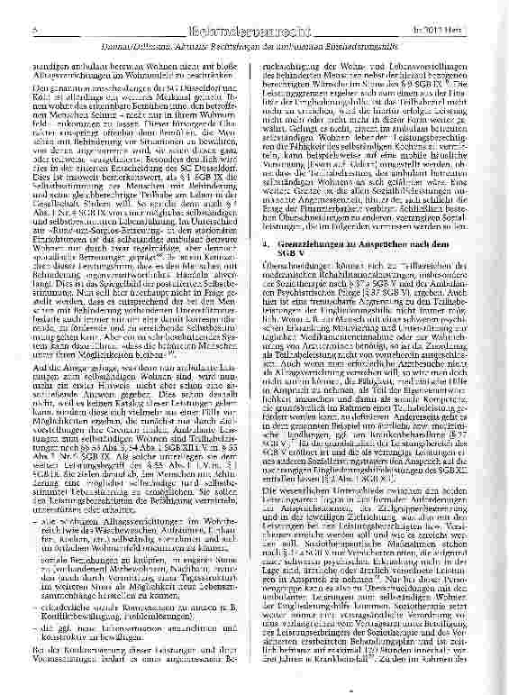Vorschauseite 6: »My home is my cast-le« - Aktuelle Rechtsfragen der ambulanten Eingliederungshilfe zum Wohnen für behinderte Menschen nach dem SGB XII
