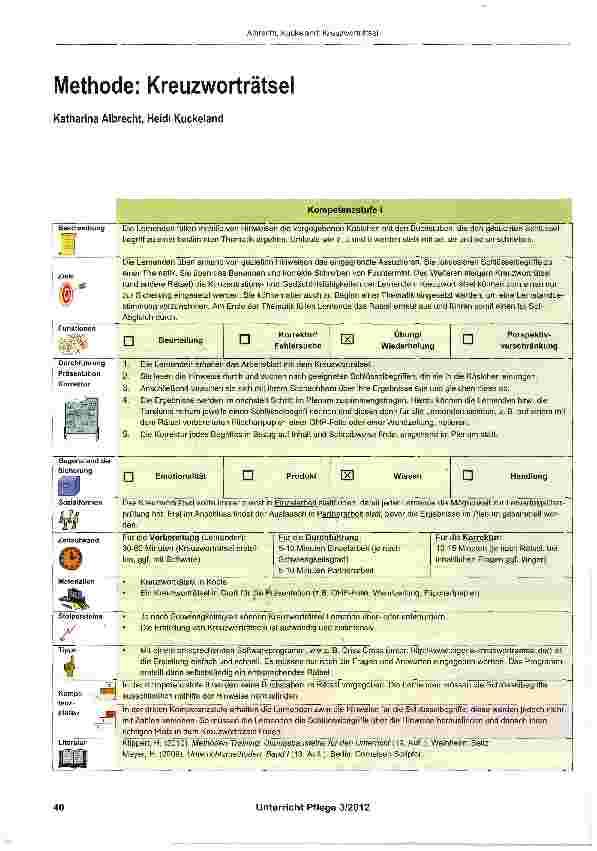 Vorschauseite 1: Methode: Kreuzworträtsel