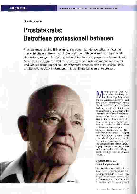 Vorschauseite 1: Prostatakrebs: Betroffene professionell betreuen