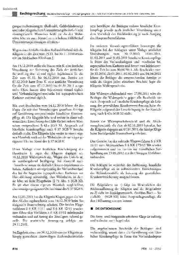 Vorschauseite 2: Häusliche Krankenpflege - sonstiger geeigneter Ort -Aufenthalt in Wohnheimen der Hilfe für behinderte Menschen SGBV§ 1 Satz 2, § 2 Abs. 1, § 12 Abs. 1, § 37 Abs. 1 Satz 1, Abs. 3…