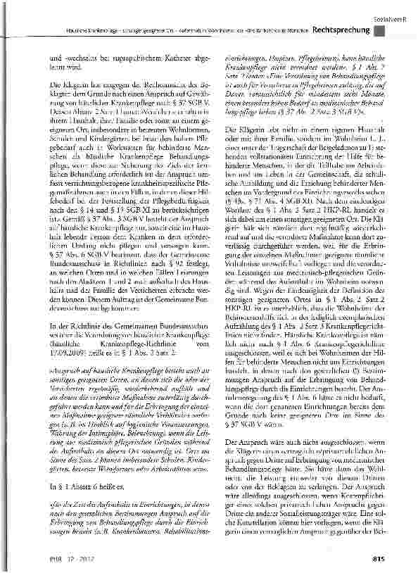 Vorschauseite 3: Häusliche Krankenpflege - sonstiger geeigneter Ort -Aufenthalt in Wohnheimen der Hilfe für behinderte Menschen SGBV§ 1 Satz 2, § 2 Abs. 1, § 12 Abs. 1, § 37 Abs. 1 Satz 1, Abs. 3…