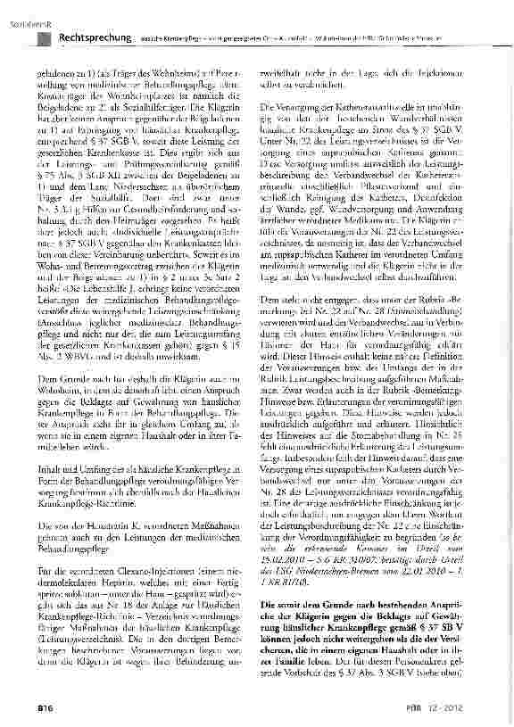 Vorschauseite 4: Häusliche Krankenpflege - sonstiger geeigneter Ort -Aufenthalt in Wohnheimen der Hilfe für behinderte Menschen SGBV§ 1 Satz 2, § 2 Abs. 1, § 12 Abs. 1, § 37 Abs. 1 Satz 1, Abs. 3…