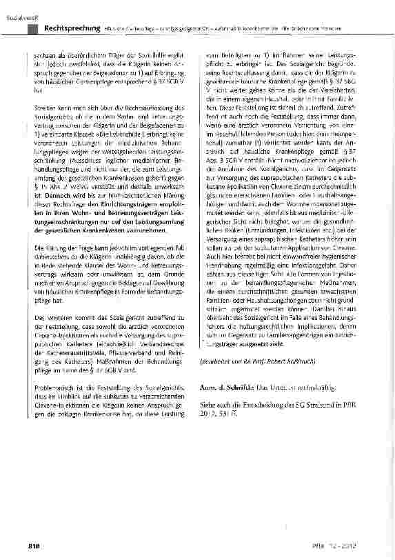 Vorschauseite 6: Häusliche Krankenpflege - sonstiger geeigneter Ort -Aufenthalt in Wohnheimen der Hilfe für behinderte Menschen SGBV§ 1 Satz 2, § 2 Abs. 1, § 12 Abs. 1, § 37 Abs. 1 Satz 1, Abs. 3…