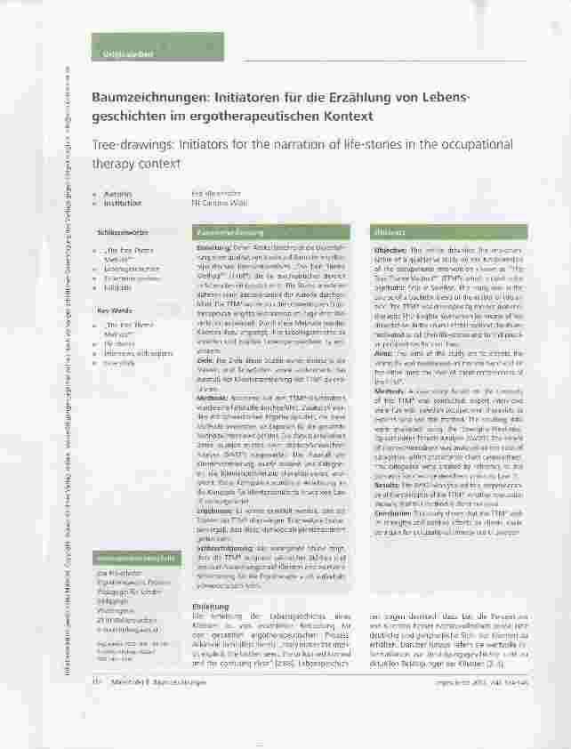 Vorschauseite 1: Baumzeichnungen: Initiatoren für die Erzählung von Lebensgeschichten im ergotherapeutischen Kontext