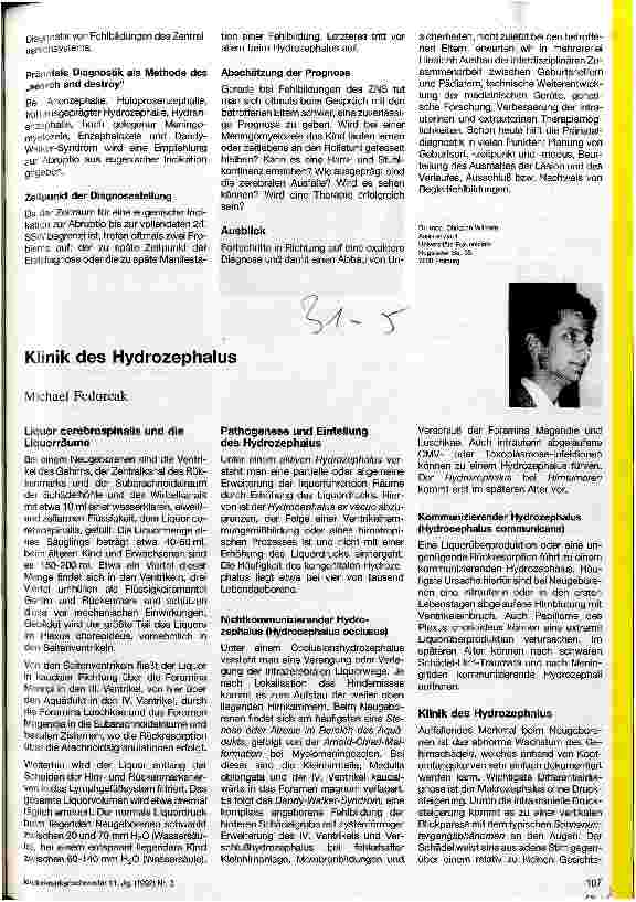 Vorschauseite 1: Klinik des Hydrozephalus