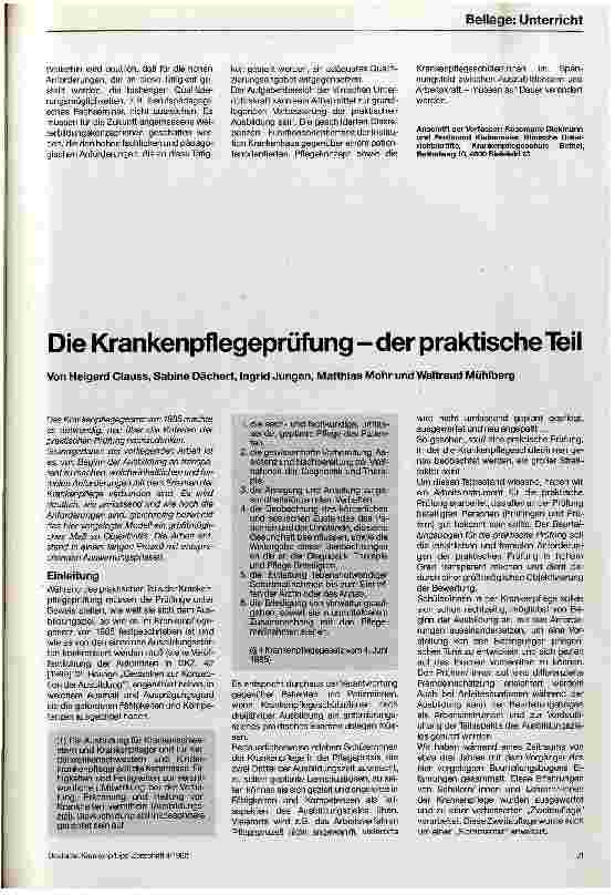Vorschauseite 1: Die Krankenpflegeprüfung - der praktische Teil