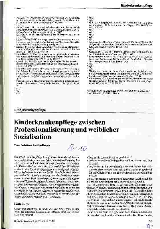 Vorschauseite 1: Kinderkrankenpflege zwischen Professionalisierung und weiblicher Sozialisation