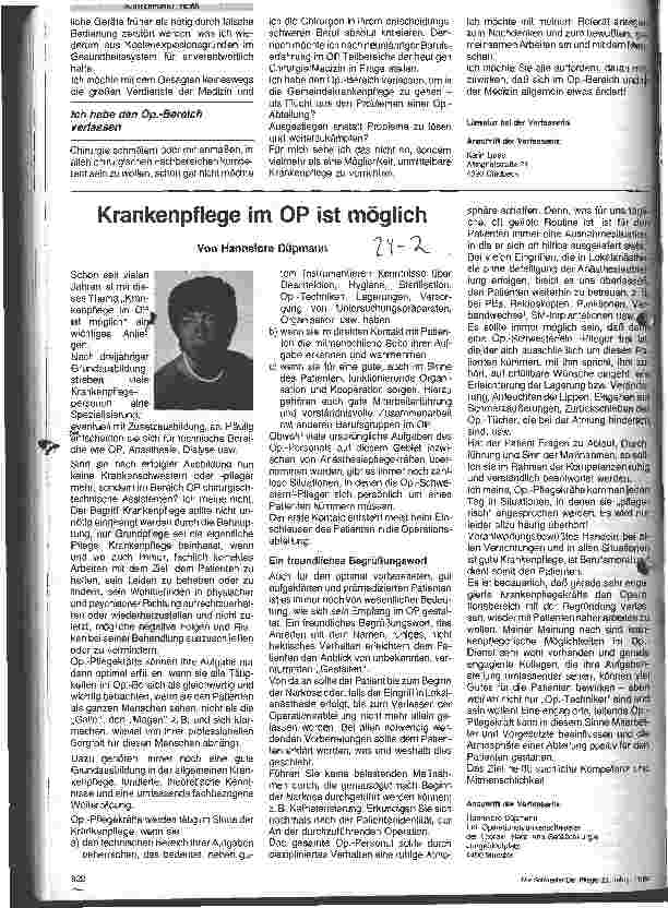 Vorschauseite 1: Krankenpflege im OP ist möglich