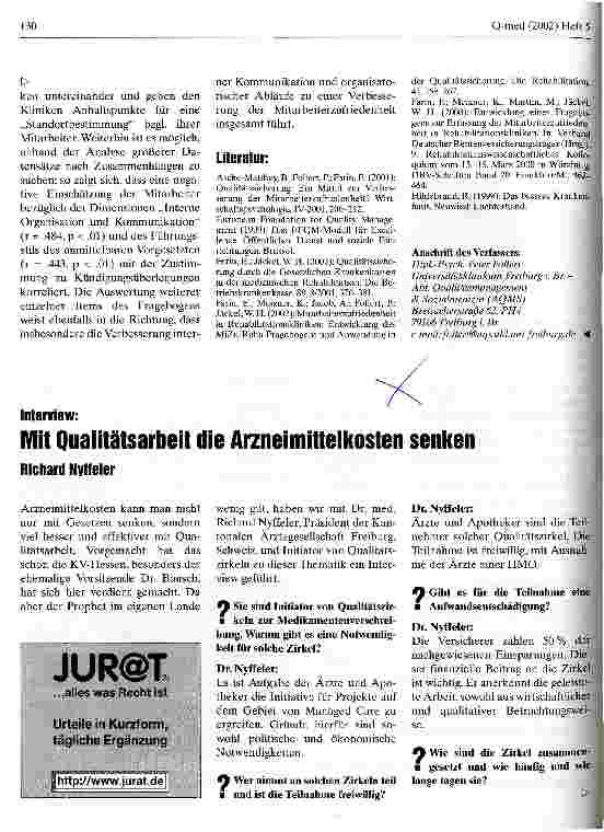 Vorschauseite 1: Interview: Mit Qualitätsarbeit die Arzneimittelkosten senken