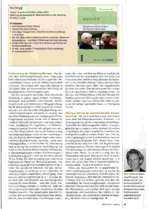 Vorschauseite 2: Neue Themenheftreihe: Aktivierungstherapie