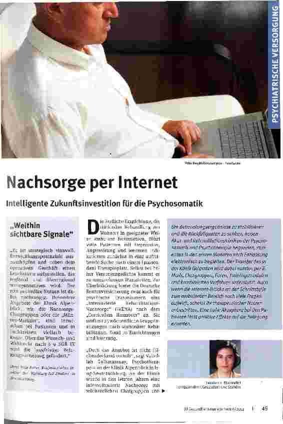 Vorschauseite 1: Nachsorge per InternetIntelligente Zukunftsinvestition für die Psychosomatik