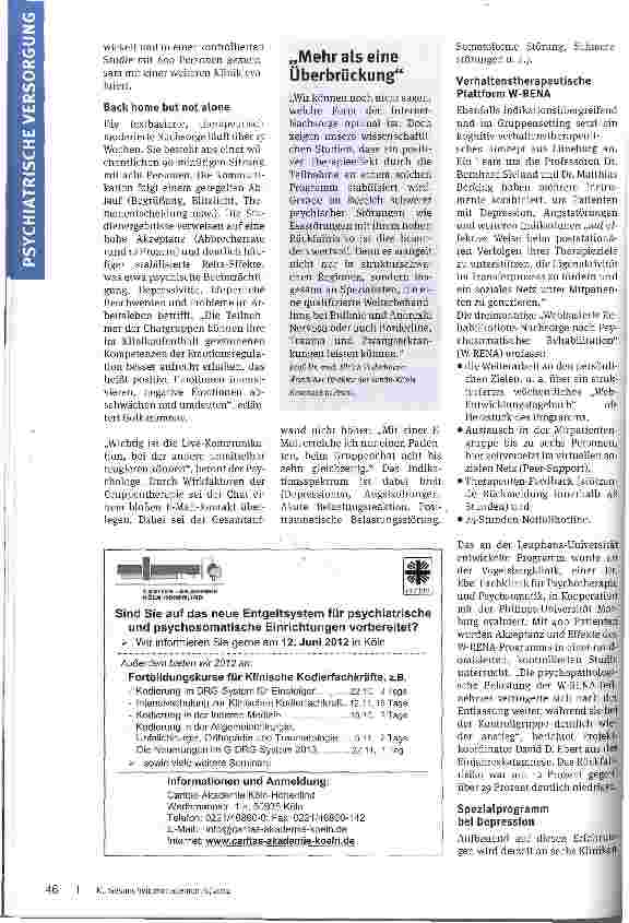 Vorschauseite 2: Nachsorge per InternetIntelligente Zukunftsinvestition für die Psychosomatik