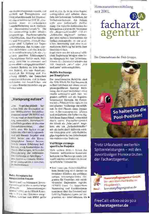 Vorschauseite 3: Nachsorge per InternetIntelligente Zukunftsinvestition für die Psychosomatik