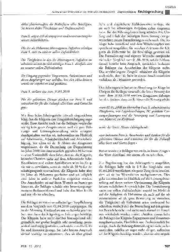 Vorschauseite 4: Zur Klarheit und Verständlichkeit des Inhalts eines Arbeitszeugnisses - Zeugnisberichtigung