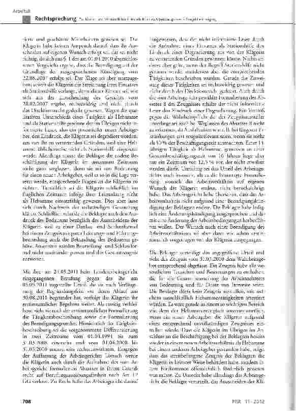 Vorschauseite 5: Zur Klarheit und Verständlichkeit des Inhalts eines Arbeitszeugnisses - Zeugnisberichtigung
