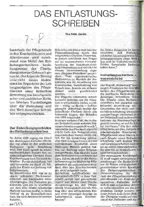 Vorschauseite 1: Das Entlastungsschreiben