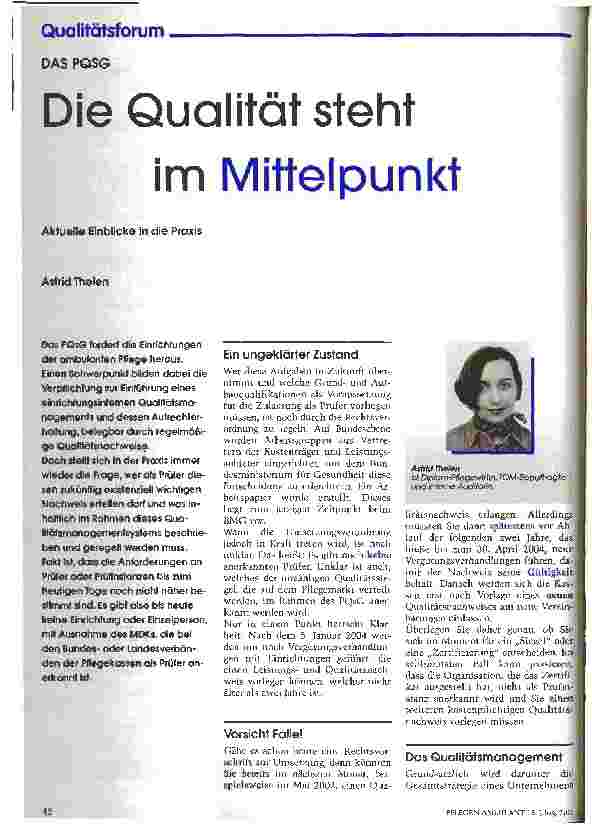Vorschauseite 1: Die Qualität steht im Mittelpunkt