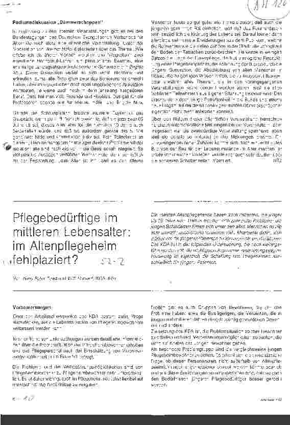 Vorschauseite 1: Pflegebedüftige im mittleren Lebensalter: im Altenpflegeheim fehlplaziert