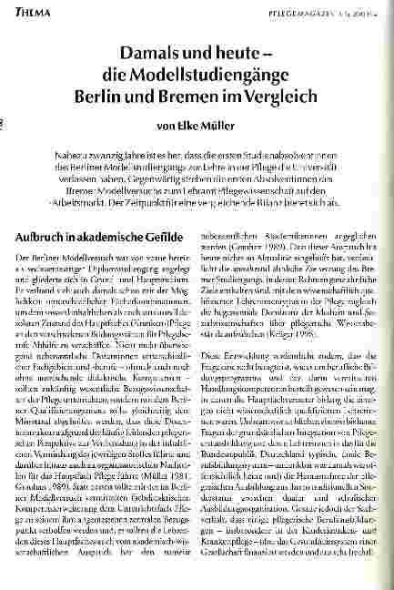 Vorschauseite 1: Damals und heute - die Modellstudiengänge Berlin und Bremen im Vergleich