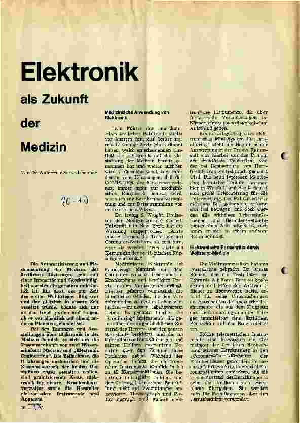 Vorschauseite 1: Elektronik als Zukunft der Medizin