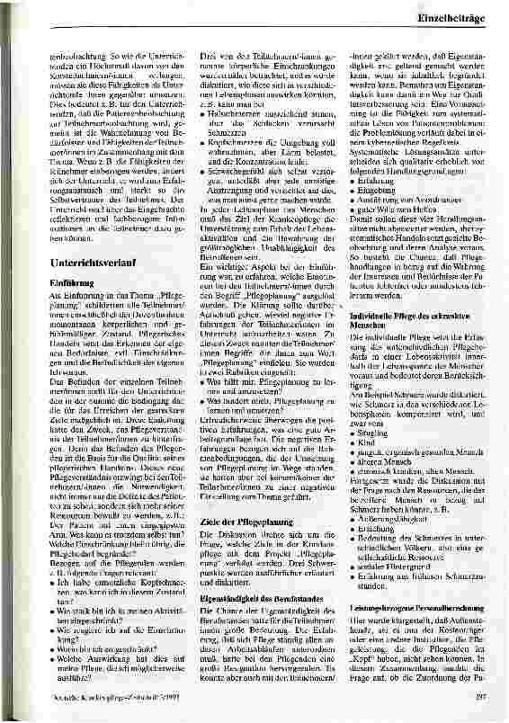 Vorschauseite 2: Pflegeplanung - eine Chance für die Krankenpflege