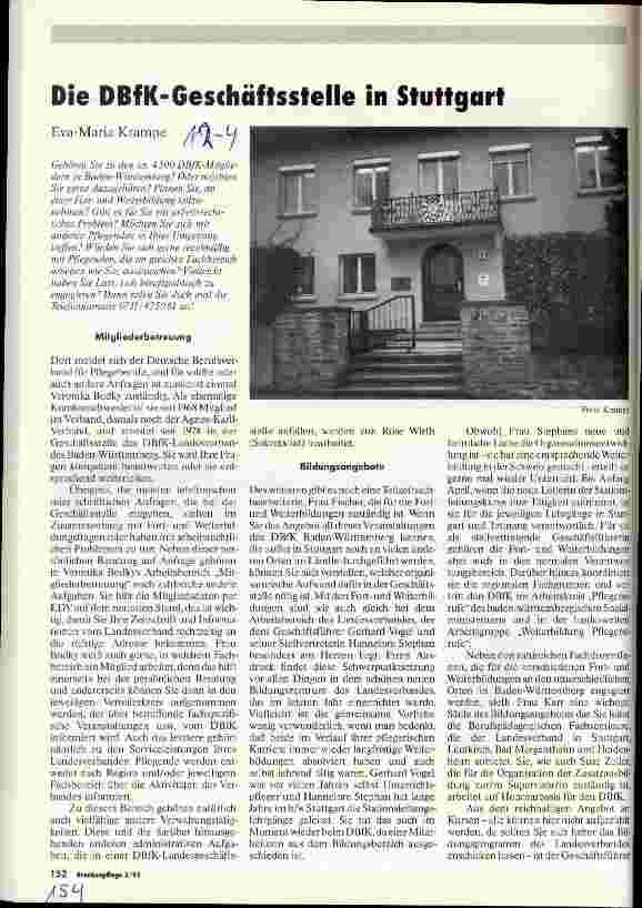 Vorschauseite 1: DIe DBfK-Geschäftsstelle in Stuttgart